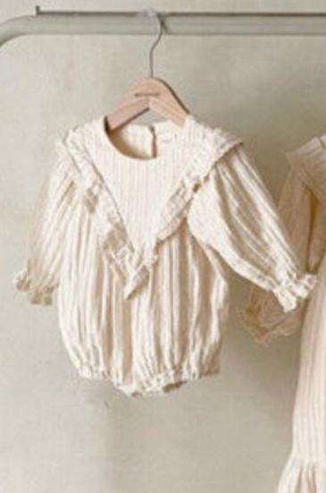 Monbebe cream long sleeve ruffle romper