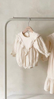 Monbebe cream long sleeve ruffle romper
